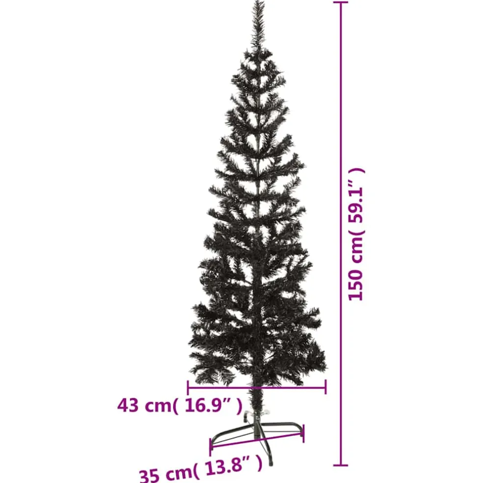 vidaXL Kerstboom smal 150 cm zwart