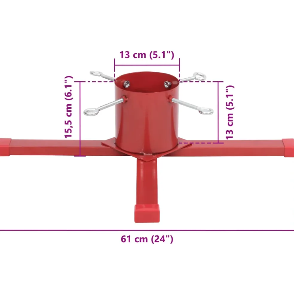 vidaXL Kerstboomstandaard 61x61x15,5 cm rood