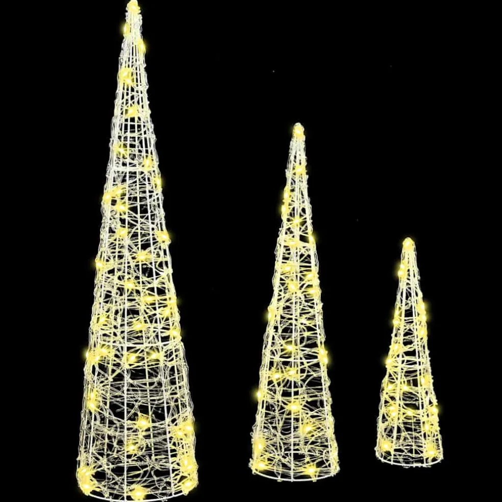 vidaXL Kerstboom 3 st 90 LED's Warmwit 20 x 20 x 80 cm Acryl