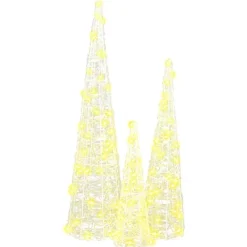 vidaXL Kerstboom 3 st 90 LED's Warmwit 20 x 20 x 80 cm Acryl