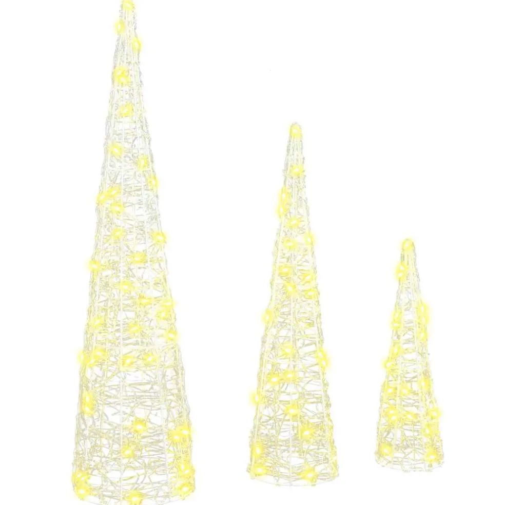 vidaXL Kerstboom 3 st 90 LED's Warmwit 20 x 20 x 80 cm Acryl