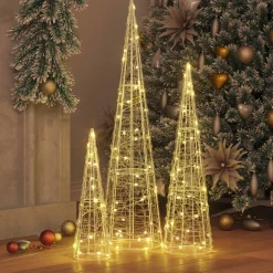 vidaXL Kerstboom 3 st 90 LED's Warmwit 20 x 20 x 80 cm Acryl