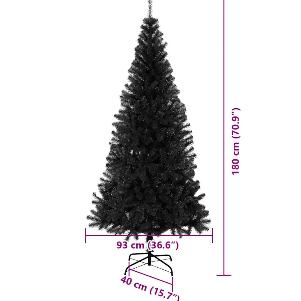 vidaXL Kerstboom Zwart 180 cm PVC