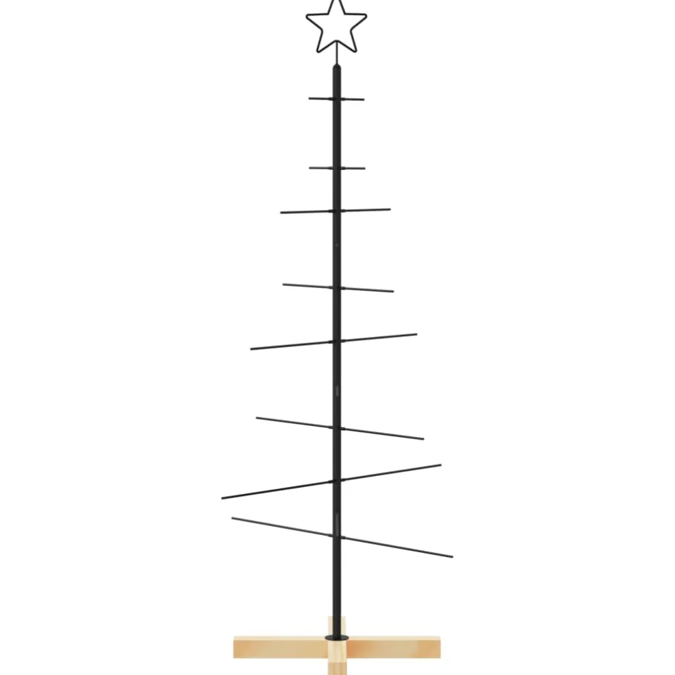 vidaXL Kerstdecoratie kerstboom met houten basis 120 cm metaal zwart