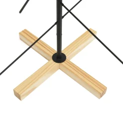 vidaXL Kerstdecoratie kerstboom met houten basis 120 cm metaal zwart