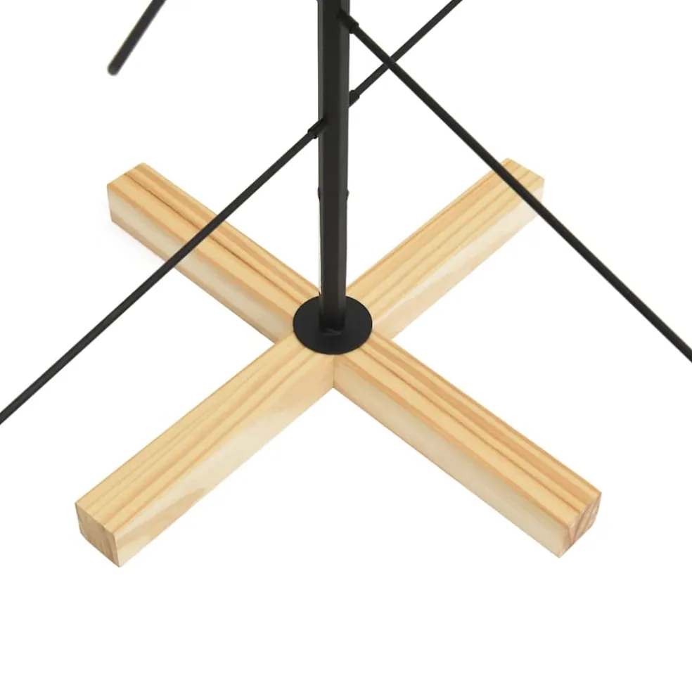 vidaXL Kerstdecoratie kerstboom met houten basis 120 cm metaal zwart