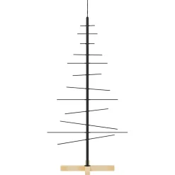 vidaXL Kerstdecoratie kerstboom met houten basis 120 cm metaal zwart