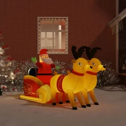 vidaXL Kerstdecoratie kerstman en rendieren opblaasbaar LED 130 cm