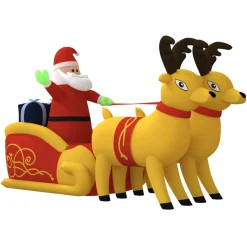 vidaXL Kerstdecoratie kerstman en rendieren opblaasbaar LED 130 cm