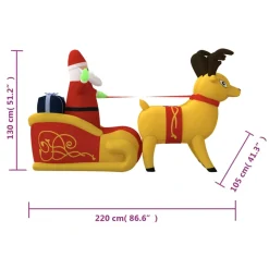 vidaXL Kerstdecoratie kerstman en rendieren opblaasbaar LED 130 cm