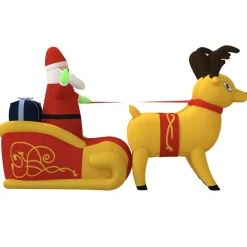 vidaXL Kerstdecoratie kerstman en rendieren opblaasbaar LED 130 cm