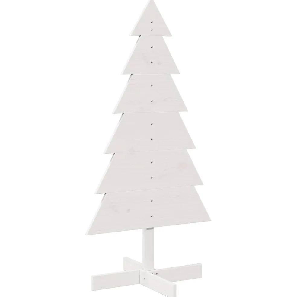 vidaXL Kerstdecoratie kerstboom 120 cm massief grenenhout wit