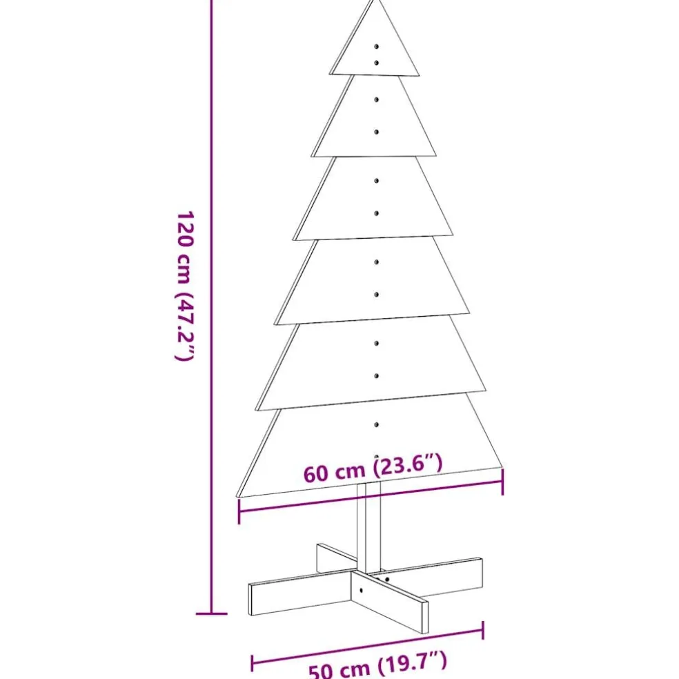 vidaXL Kerstdecoratie kerstboom 120 cm massief grenenhout wit