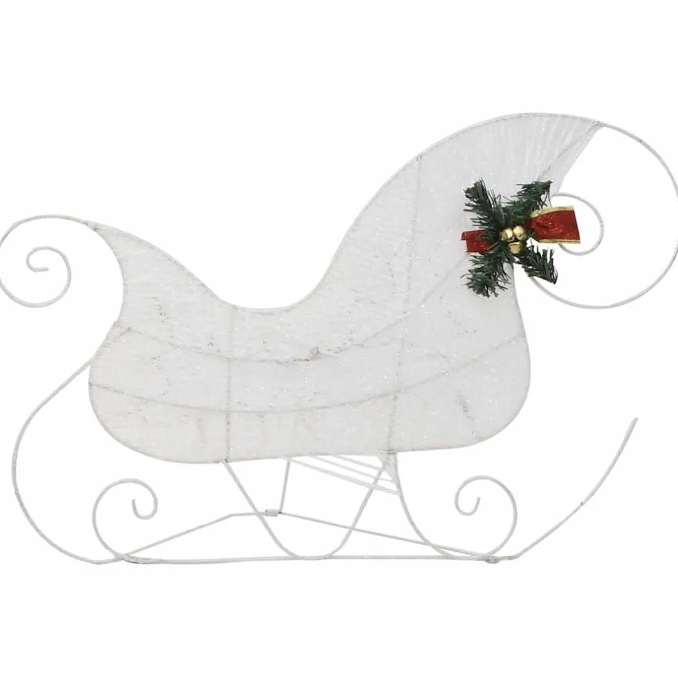 vidaXL Kerstdecoratie rendieren en slee 60 LED's wit