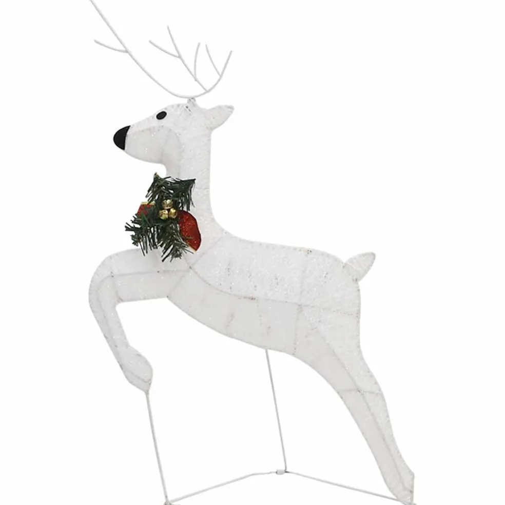 vidaXL Kerstdecoratie rendieren en slee 60 LED's wit