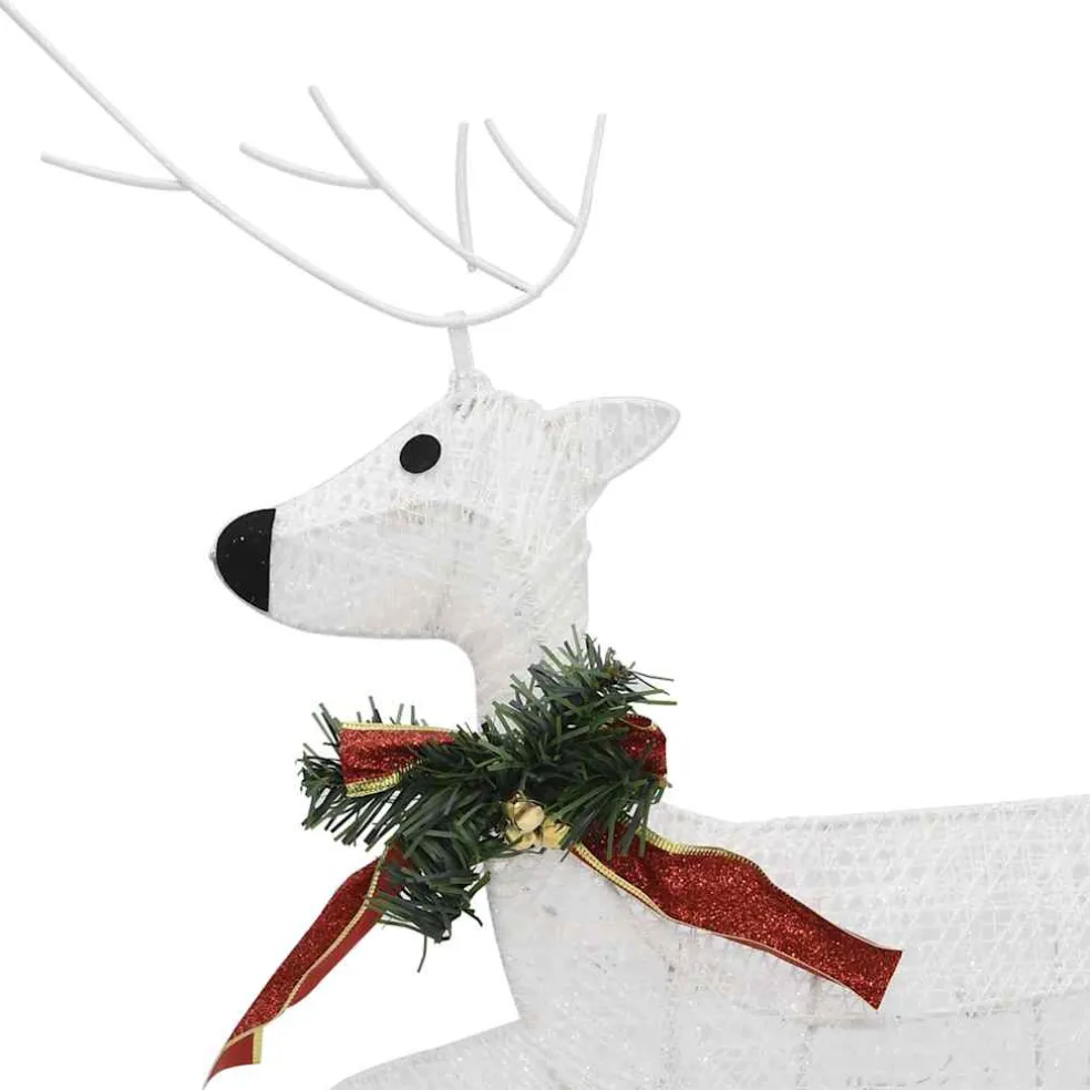 vidaXL Kerstdecoratie rendieren en slee 60 LED's wit