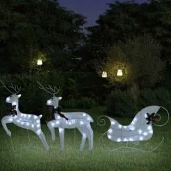 vidaXL Kerstdecoratie rendieren en slee 60 LED's wit