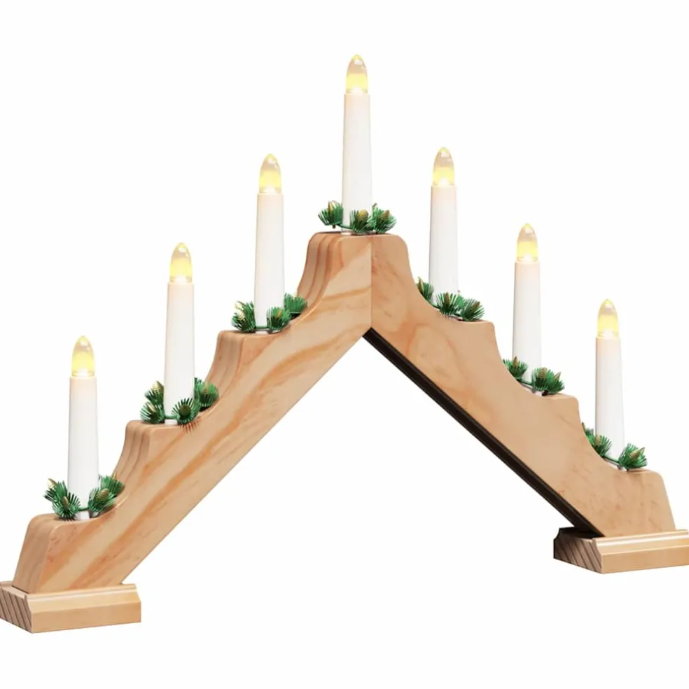 vidaXL Kerst Kaars Brug 7 LED's Warmwit 39.5 x 5 x 29 cm