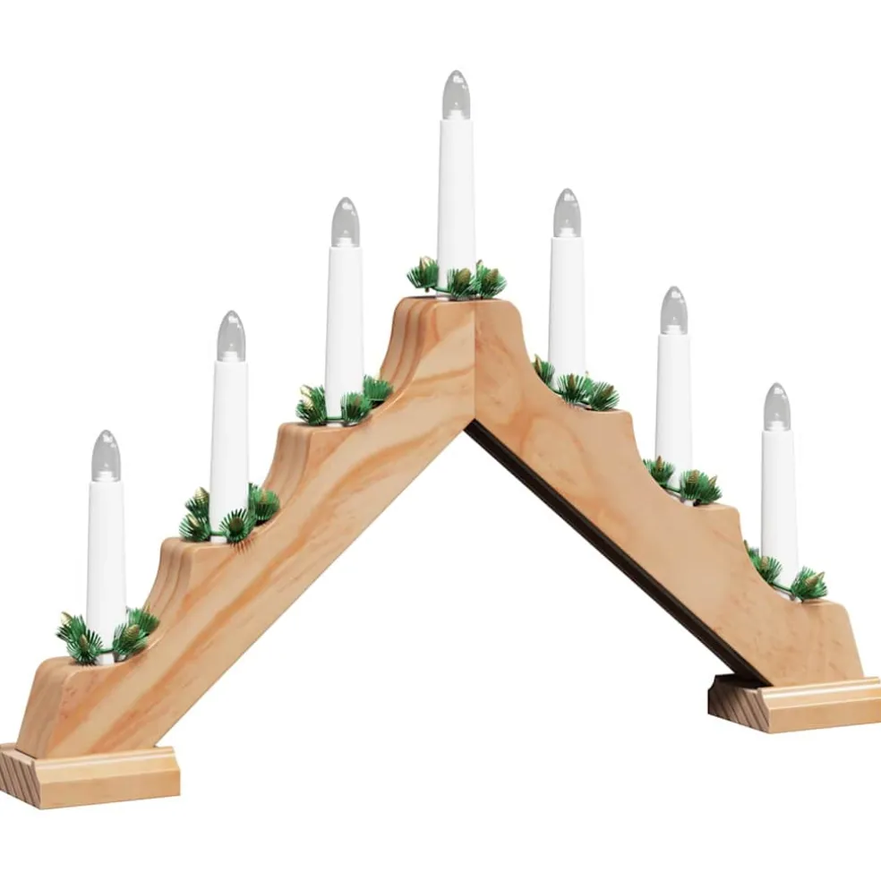 vidaXL Kerst Kaars Brug 7 LED's Warmwit 39.5 x 5 x 29 cm