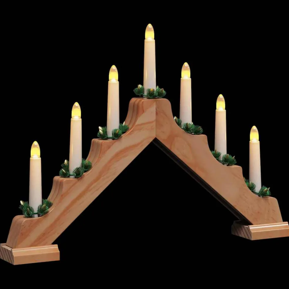 vidaXL Kerst Kaars Brug 7 LED's Warmwit 39.5 x 5 x 29 cm