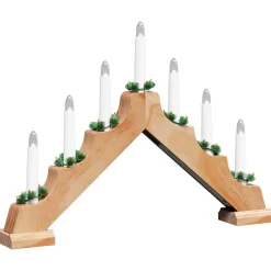 vidaXL Kerst Kaars Brug 7 LED's Warmwit 39.5 x 5 x 29 cm