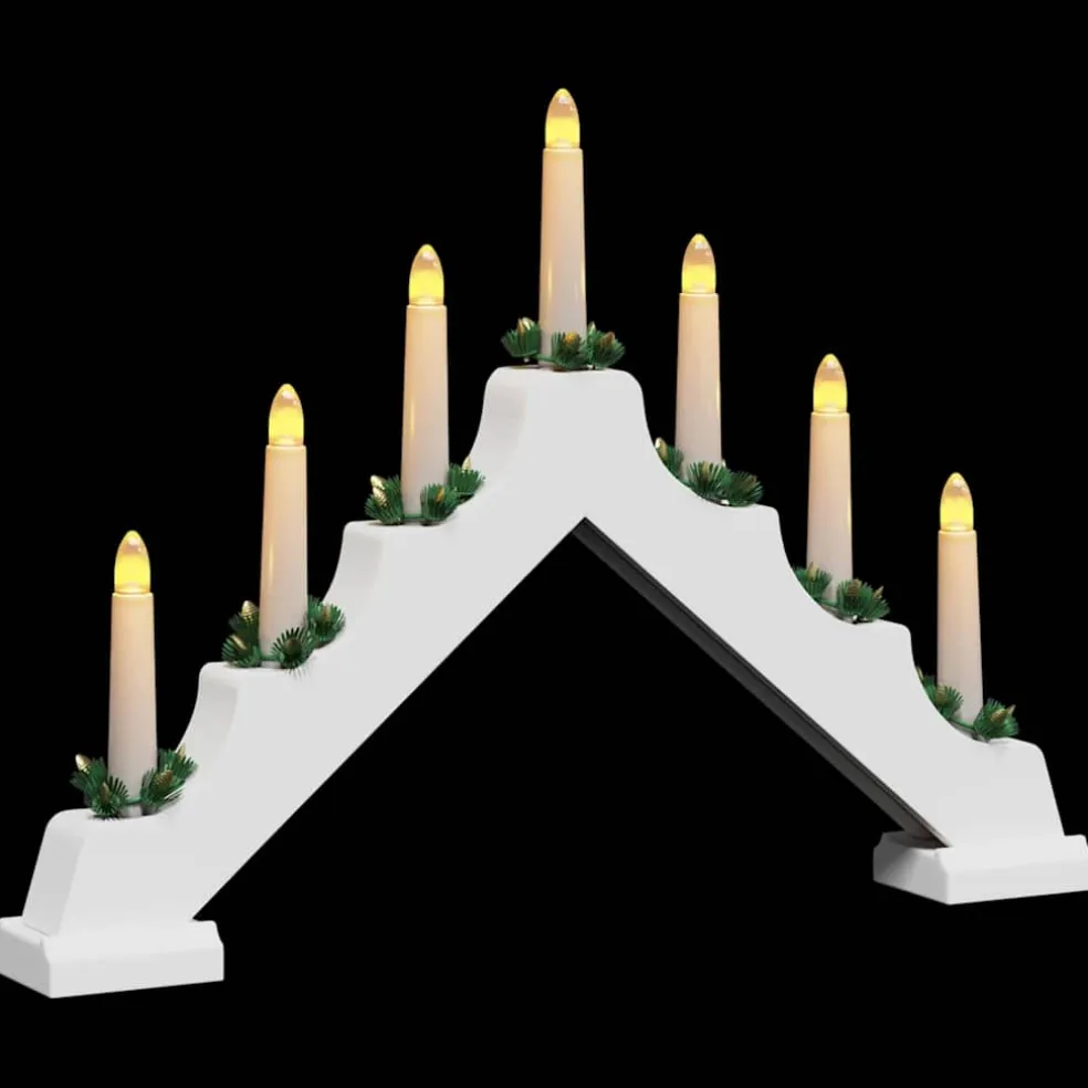 vidaXL Kerst Kaars Brug 7 LED's Warmwit 39.5 x 5 x 29 cm