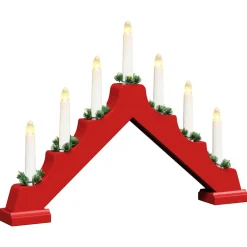 vidaXL Kerst Kaars Brug Rood 39.5 x 5 x 29 cm Massief grenenhout