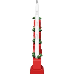 vidaXL Kerst Kaars Brug Rood 39.5 x 5 x 29 cm Massief grenenhout