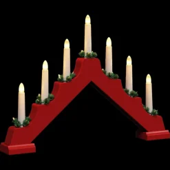 vidaXL Kerst Kaars Brug Rood 39.5 x 5 x 29 cm Massief grenenhout