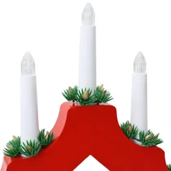 vidaXL Kerst Kaars Brug Rood 39.5 x 5 x 29 cm Massief grenenhout