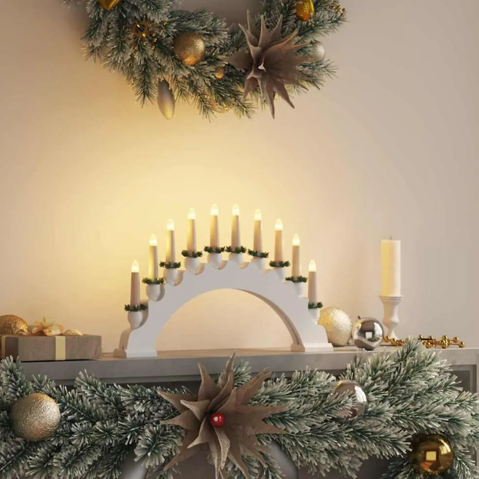 vidaXL Kerst Kaarsenboog met 10 LED Kaarsen LED's Warmwit