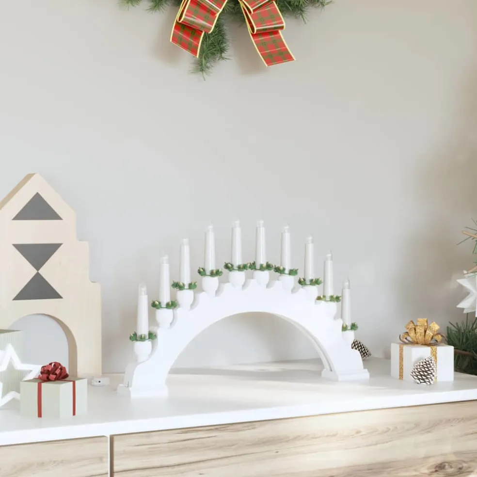 vidaXL Kerst Kaarsenboog met 10 LED Kaarsen LED's Warmwit