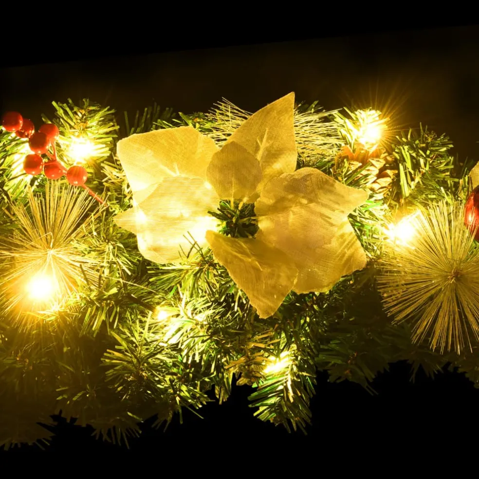 vidaXL Kerstkrans met LED lampjes 60 cm PVC groen