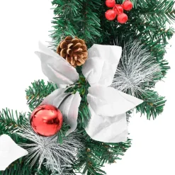 vidaXL Kerstkrans met LED lampjes 60 cm PVC groen