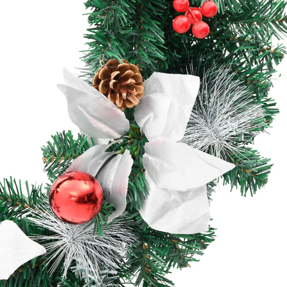 vidaXL Kerstkrans met LED lampjes 60 cm PVC groen