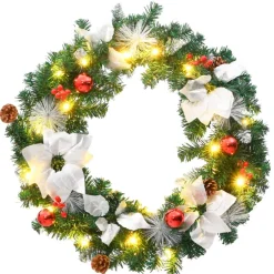 vidaXL Kerstkrans met LED lampjes 60 cm PVC groen