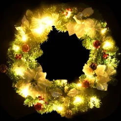 vidaXL Kerstkrans met LED lampjes 60 cm PVC groen
