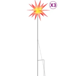 vidaXL Kerstlampen met grondpin en LED's 3 st 35 cm rood