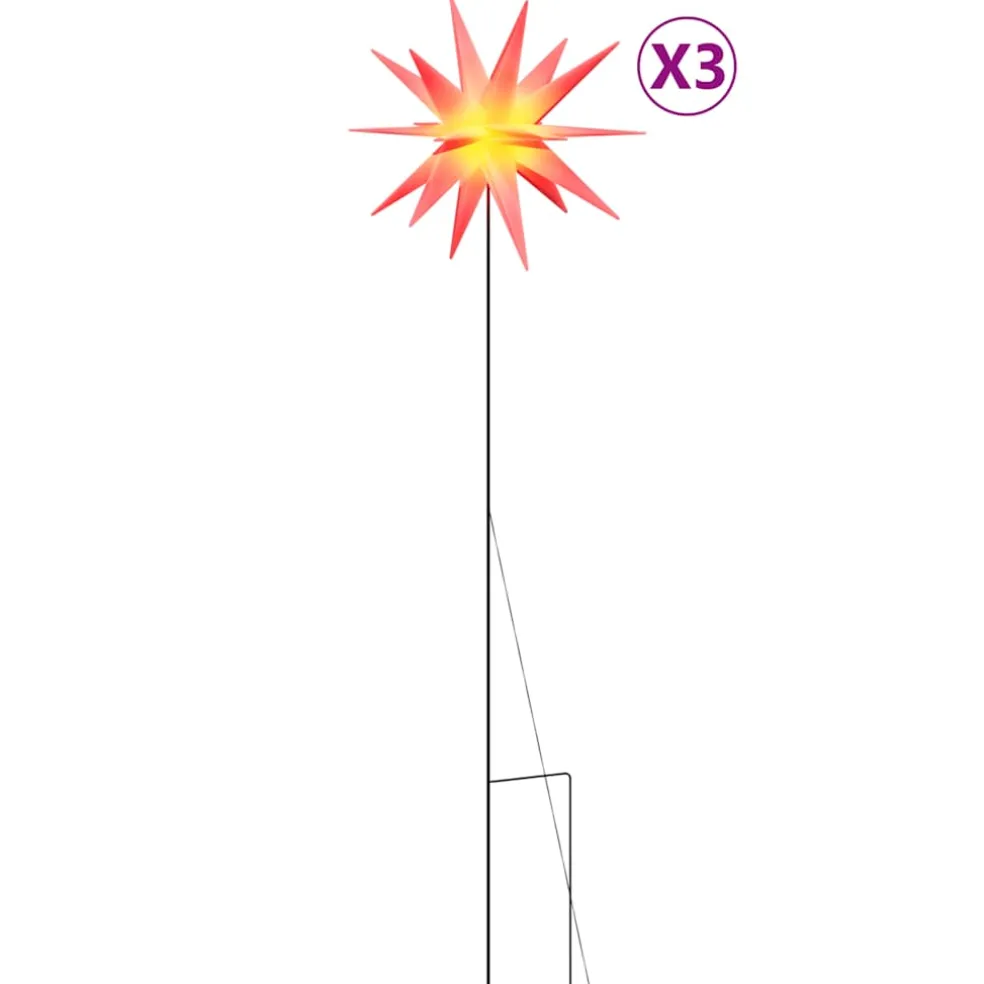 vidaXL Kerstlampen met grondpin en LED's 3 st 35 cm rood