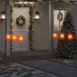 vidaXL Kerstlampen met grondpin en LED's 3 st 35 cm rood