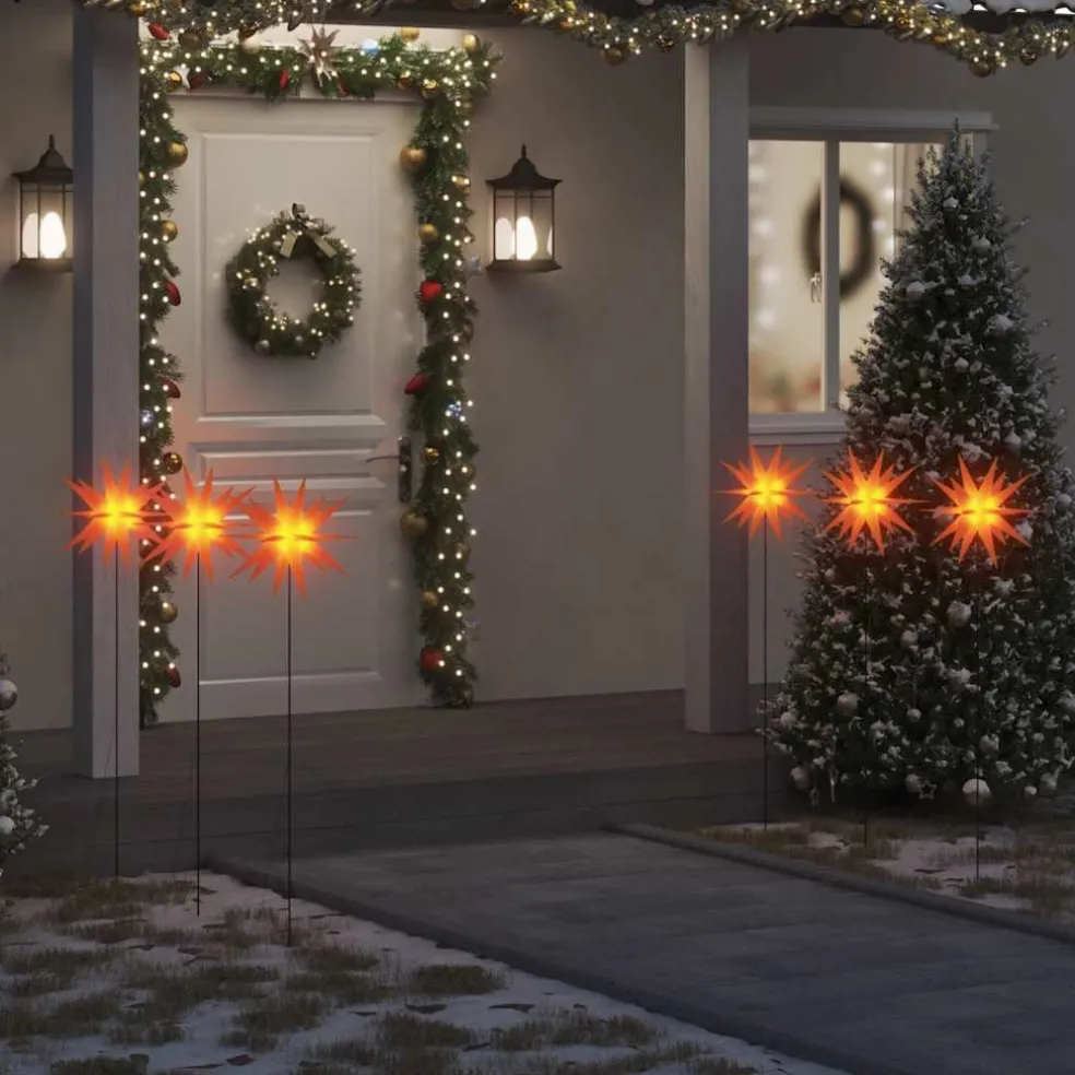 vidaXL Kerstlampen met grondpin en LED's 3 st 35 cm rood