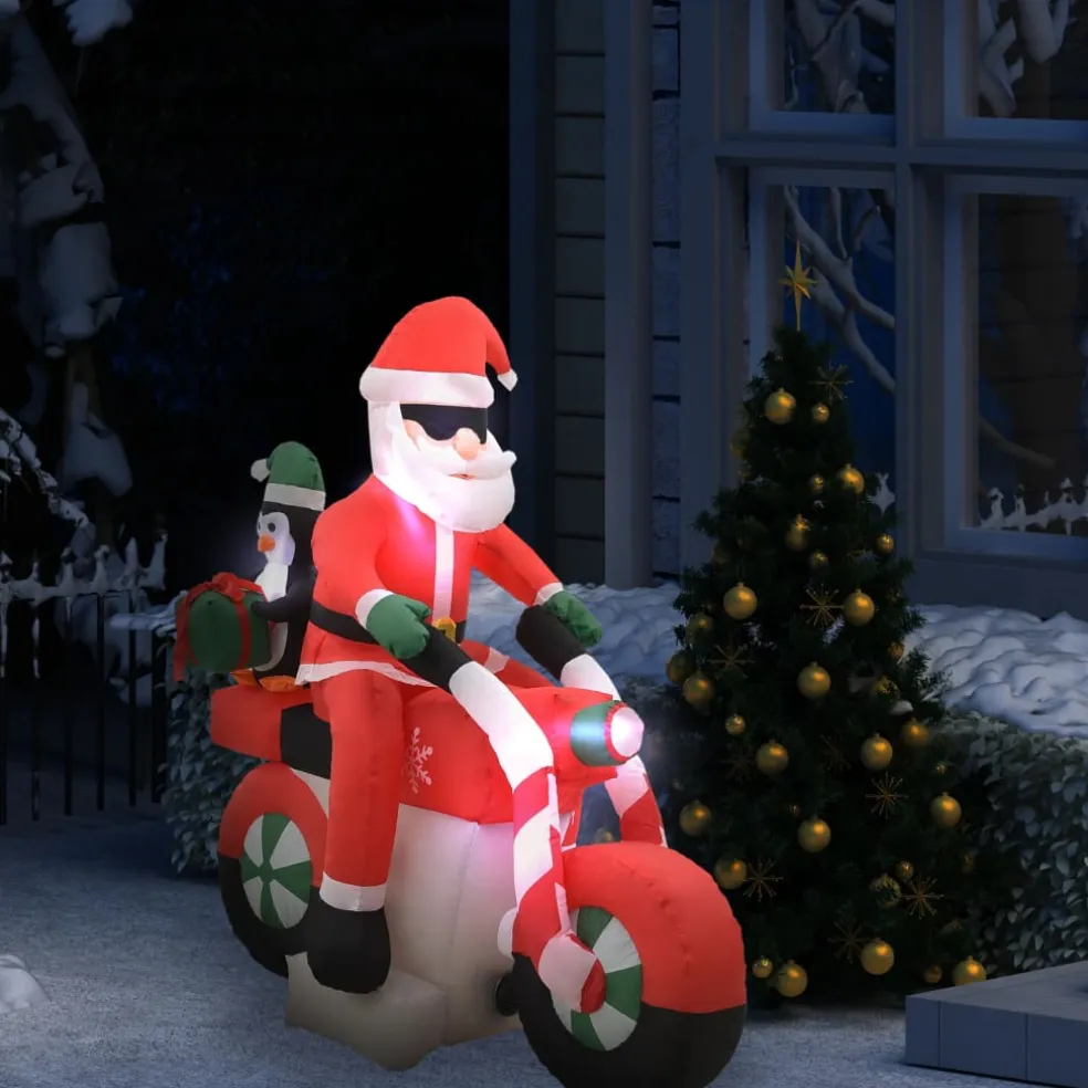 vidaXL Kerstman opblaasbaar op motorfiets LED IP44 160 cm