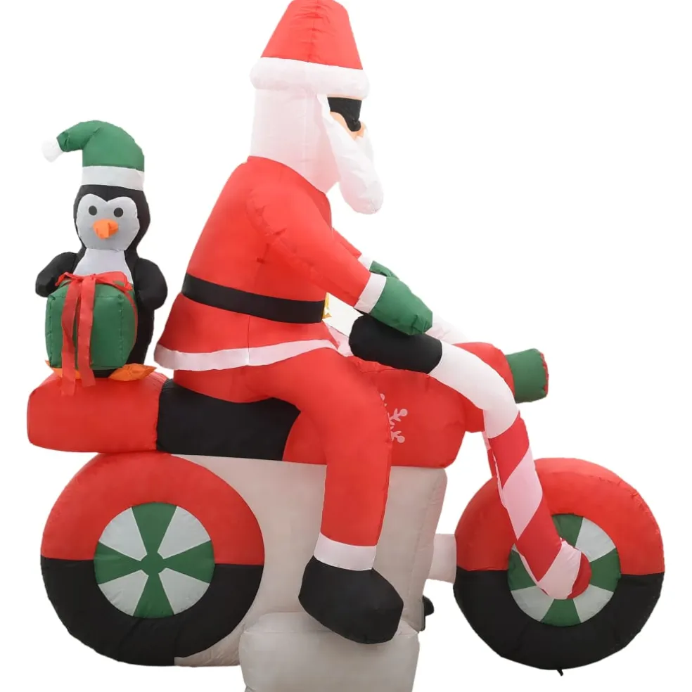 vidaXL Kerstman opblaasbaar op motorfiets LED IP44 160 cm
