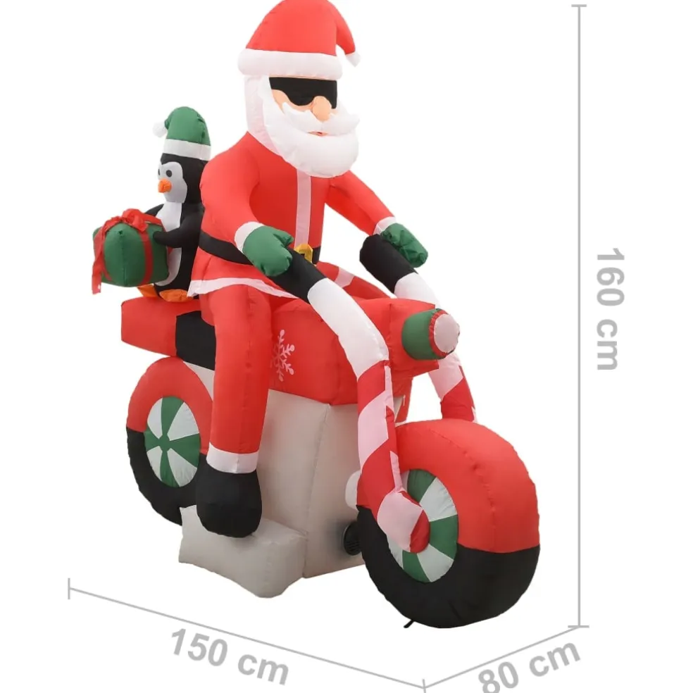 vidaXL Kerstman opblaasbaar op motorfiets LED IP44 160 cm