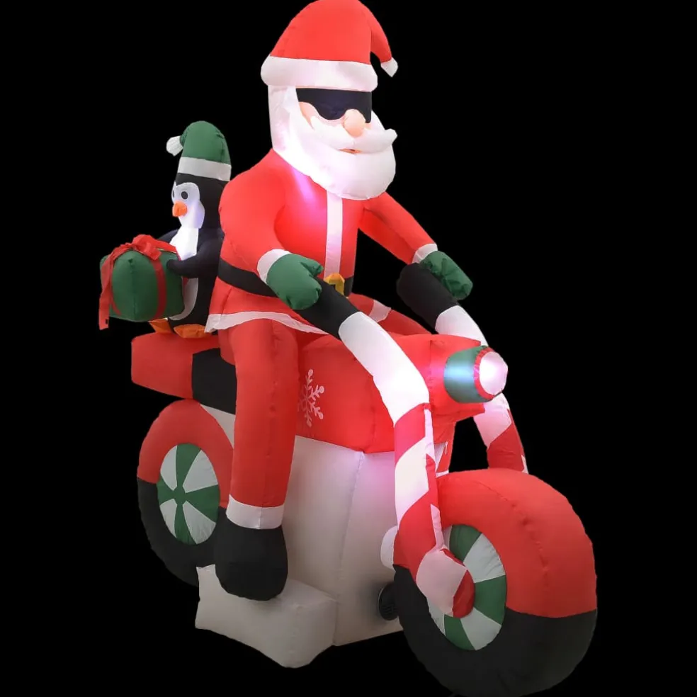 vidaXL Kerstman opblaasbaar op motorfiets LED IP44 160 cm