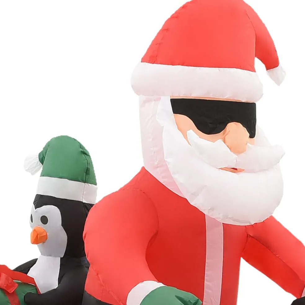 vidaXL Kerstman opblaasbaar op motorfiets LED IP44 160 cm