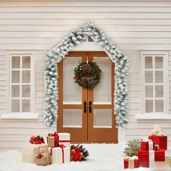 vidaXL Kerstslinger met sneeuw 5 m PVC groen