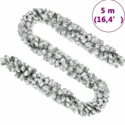 vidaXL Kerstslinger met sneeuw 5 m PVC groen