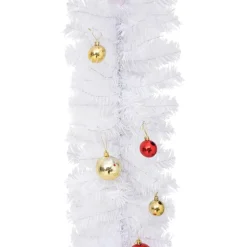 vidaXL Kerstslinger versierd met kerstballen 5 m wit