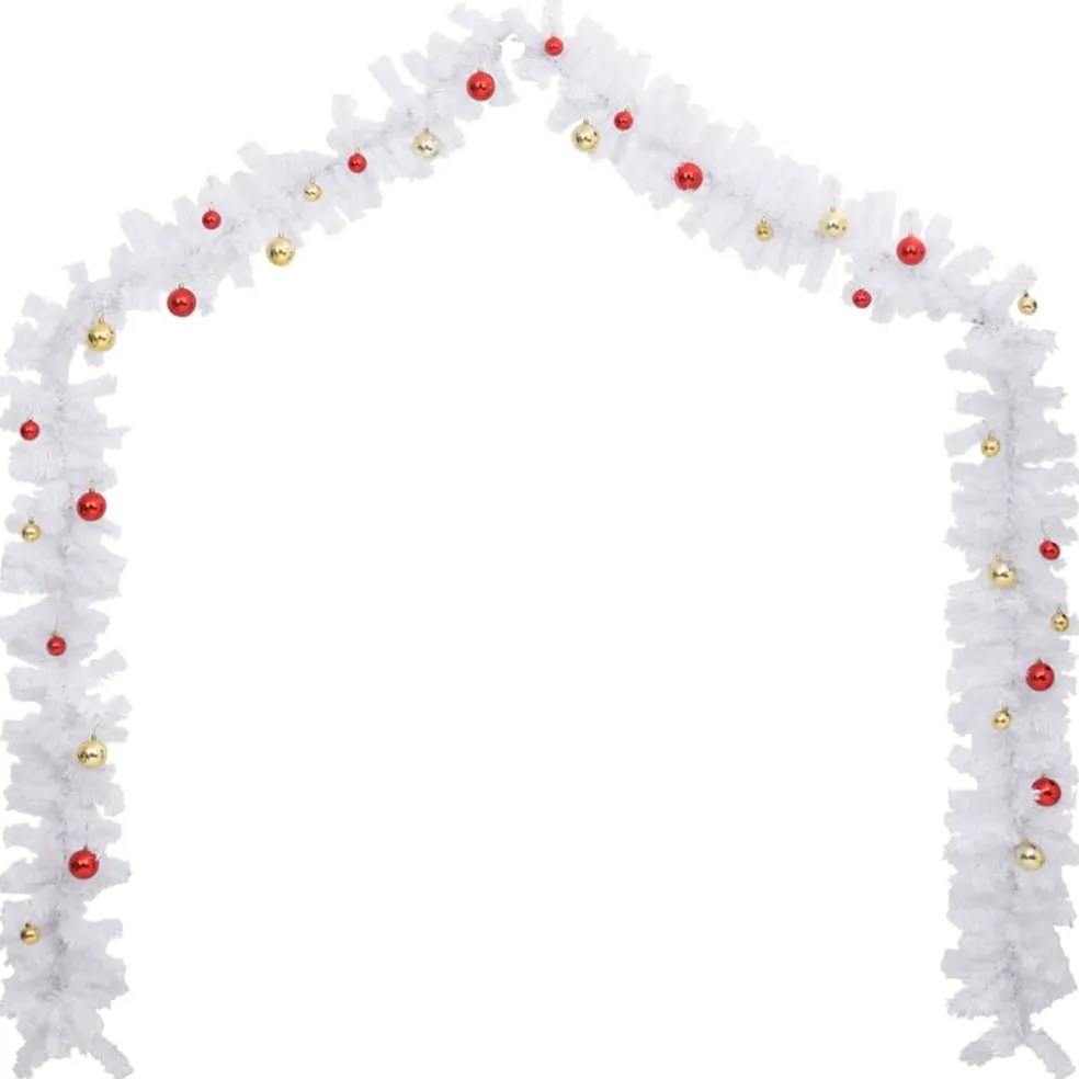 vidaXL Kerstslinger versierd met kerstballen 5 m wit